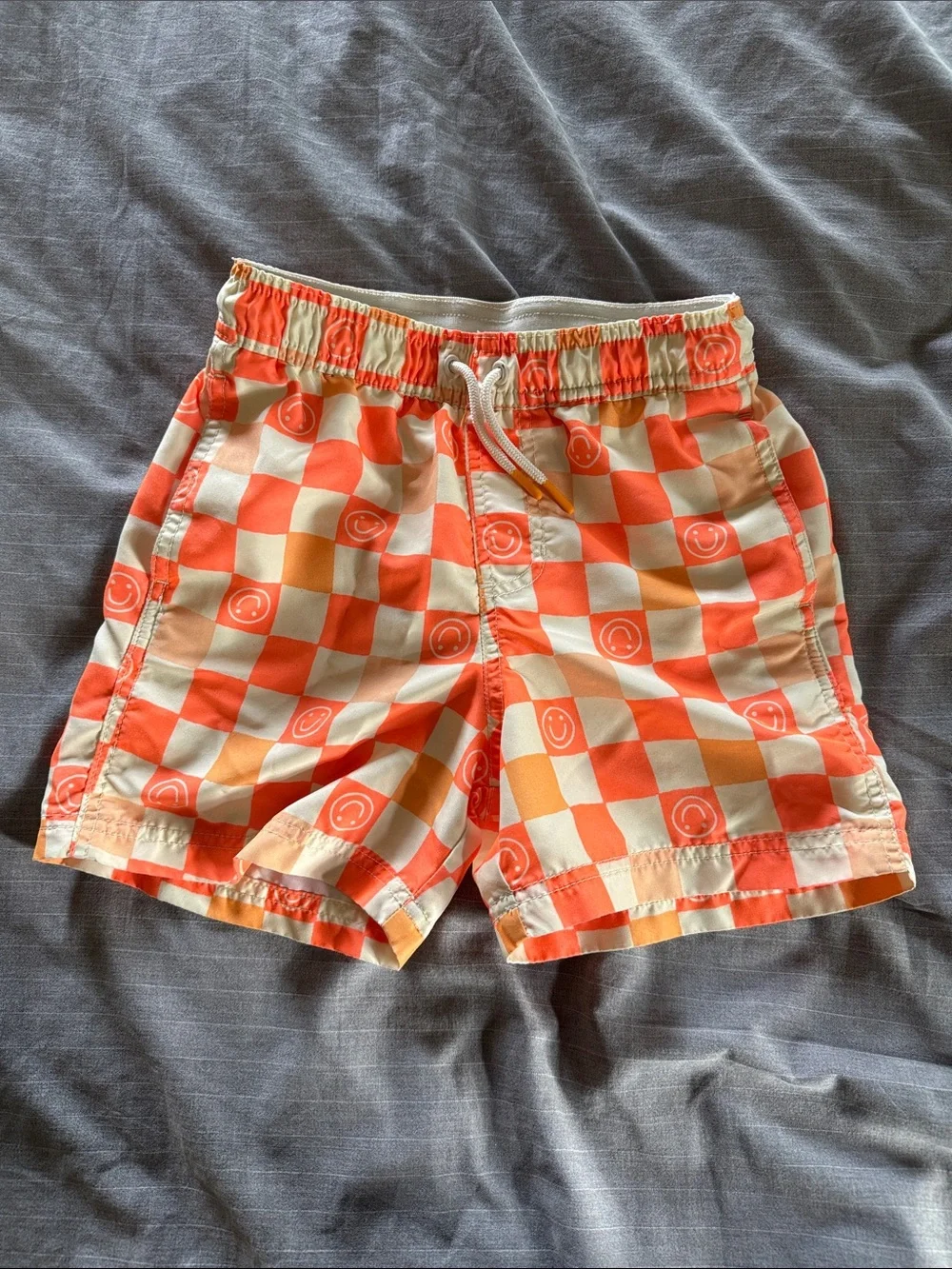 Cat & Jack Neon Orange Check Swim Trunk
